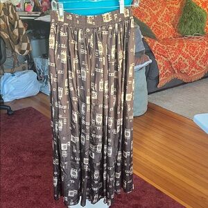 Christina Brown and Cream Geometric Maxi Skirt